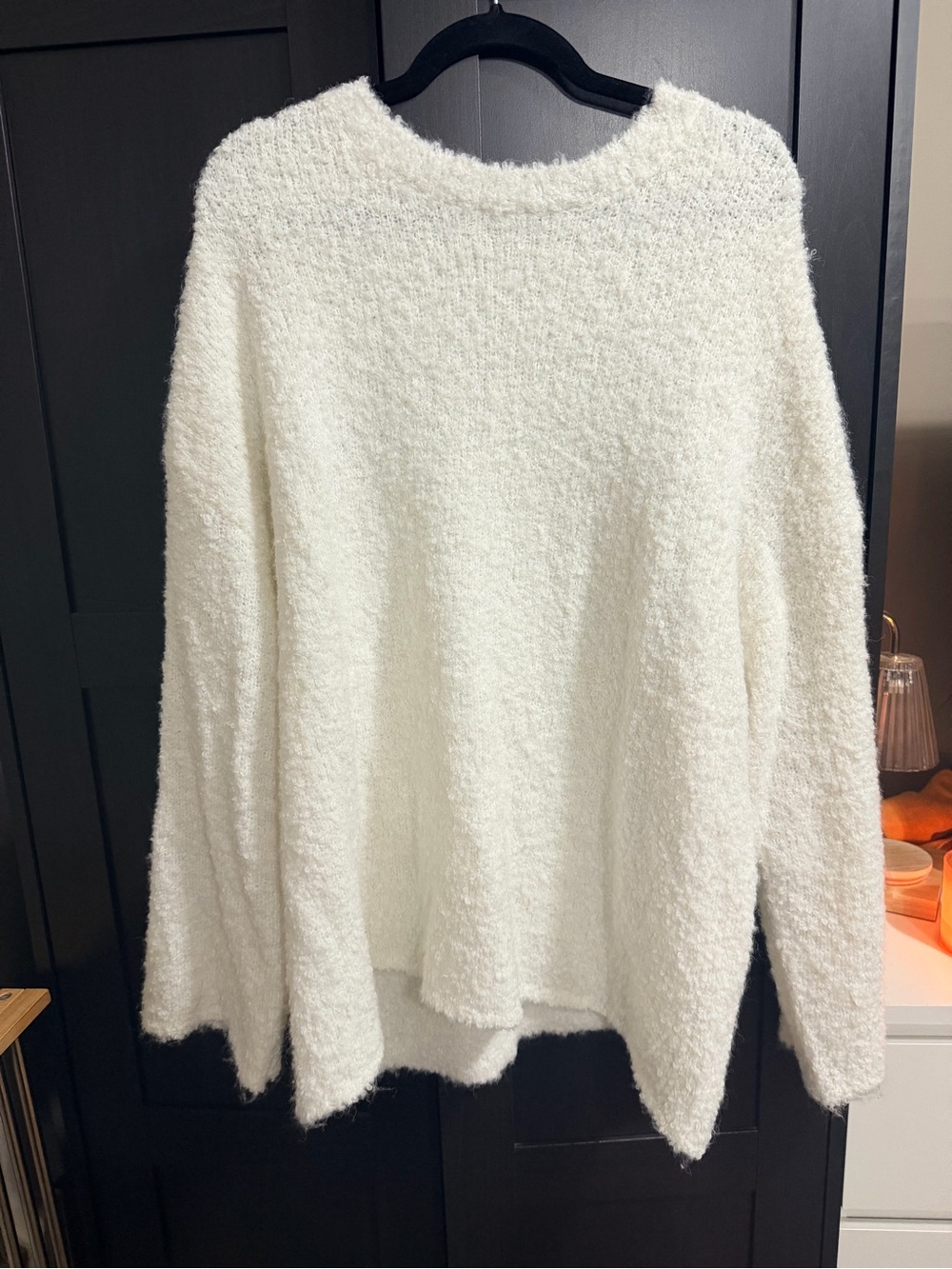 Almere Boucle Pullover Sweater, Womens Oversized Crewneck - Cream